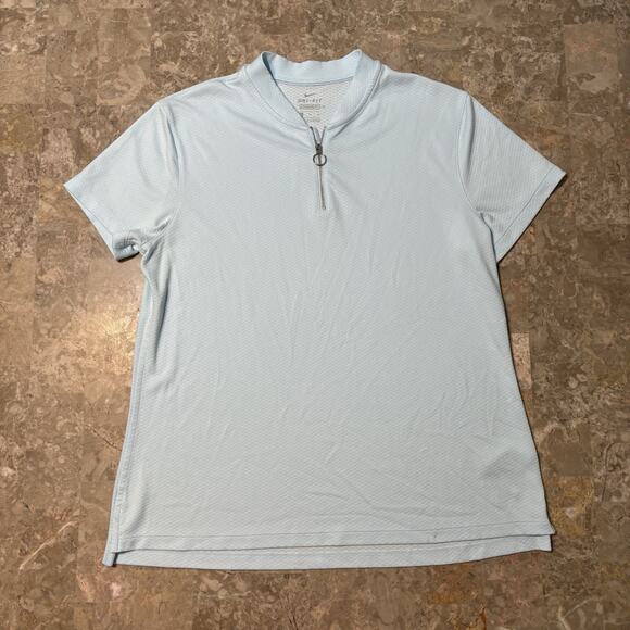 Nike Polo Shirt Womens XL Light Blue Zip Collar Short Sleeve Golf Tennis BV0227 - Picture 2 of 10